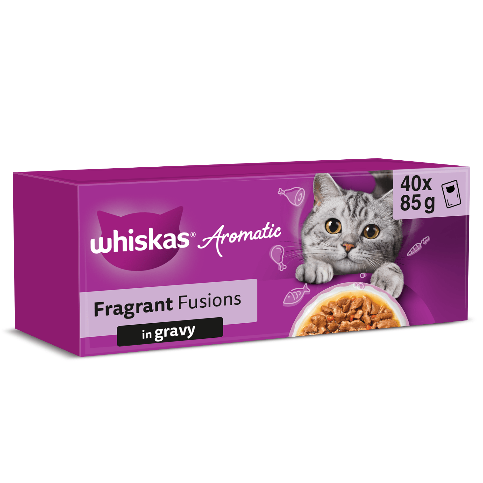 TEMU 120 X 85g Whiskas 1+ Mixed Adult Wet Cat Food Pouches Aromatic Fusion In Gravy