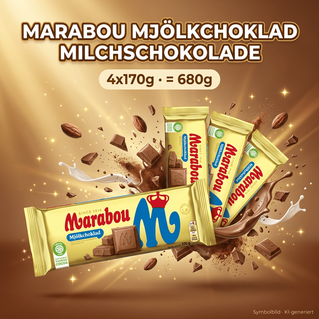 Image of Marabou - Milk Chocolate - Swedish Chocolate Xxl Bar - 4x170g 680g Best Before 29.09.26