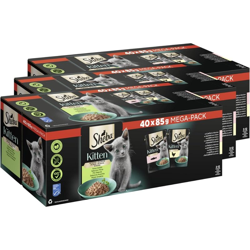 Image of Sheba® Portion Pouches Multipack Kitten Fine In Sauce 3 X 40 X 85g