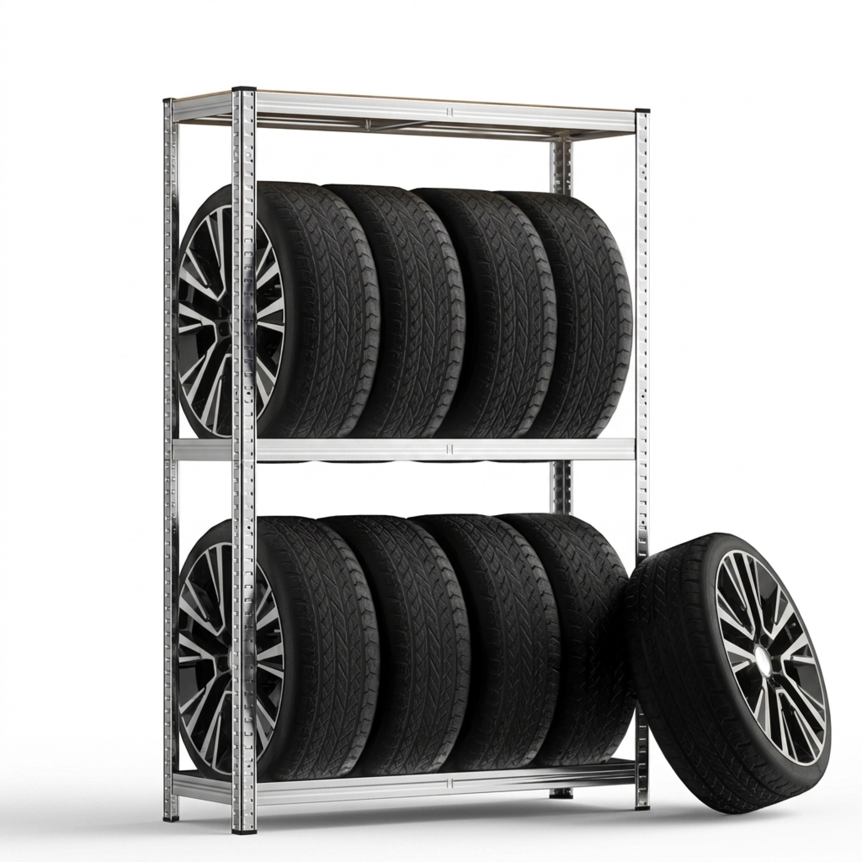 Image of For 8 Tires, 795 Kg, 180x120x40 Cm, Includes Rubber Protection, Height-adjustable Mdf Shelf, Plug-in System, Garage