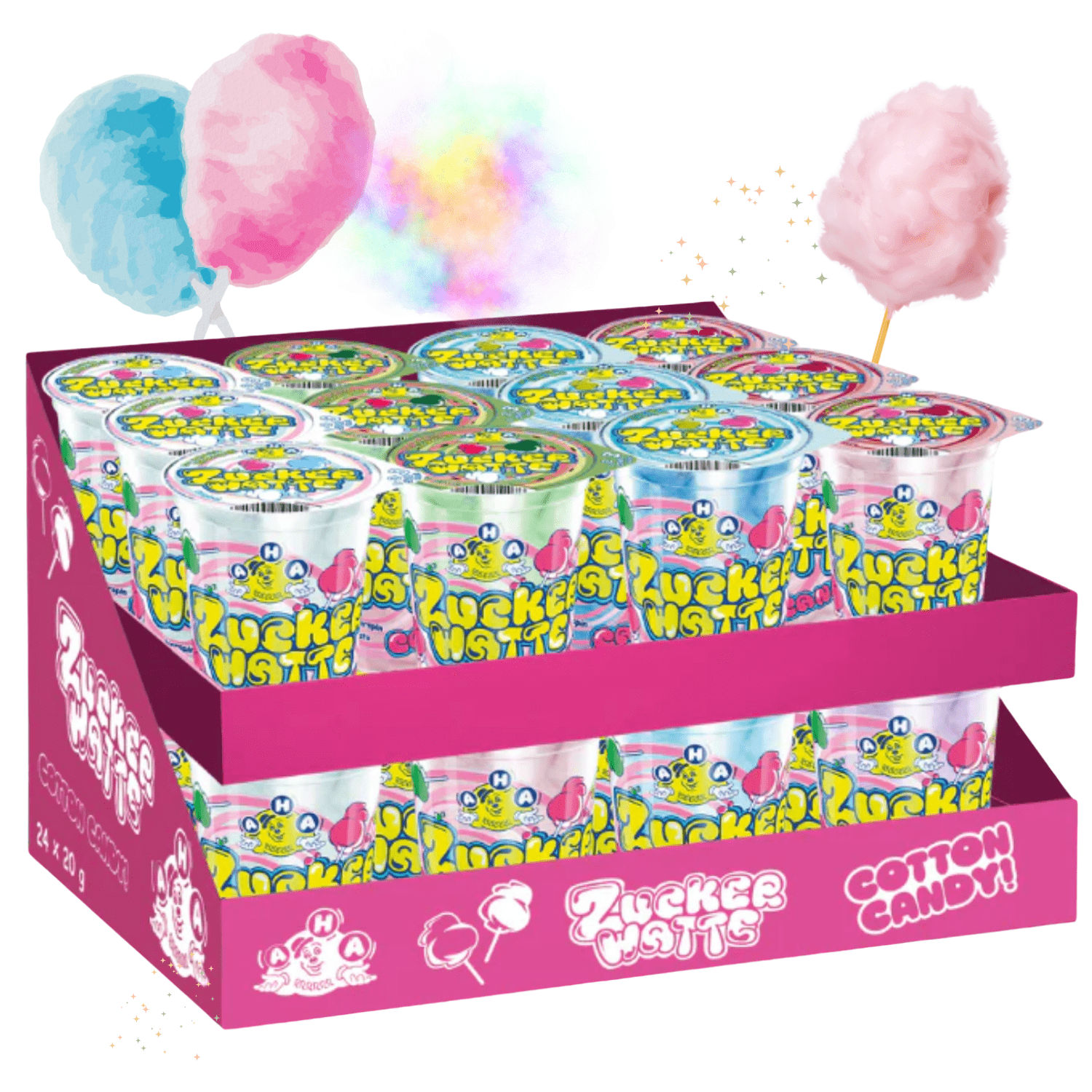 Image of Aha Cotton Candy 7 Flavors 24 X 20g Cups - 24-pack