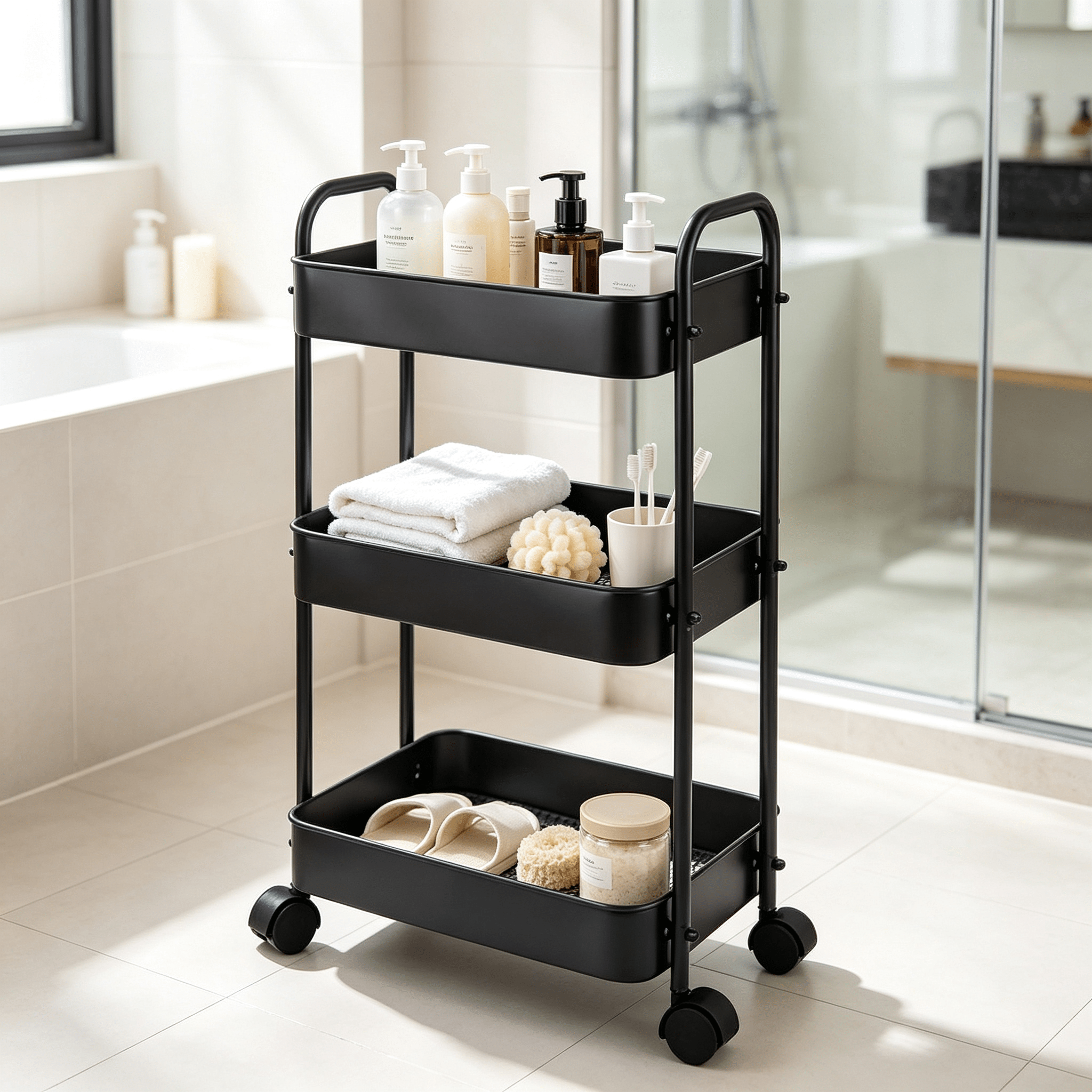 TEMU HOME Carrito Camarera de Metal con Ruedas – 3 Bandejas (30 x 45 x 78 cm) es la solución ideal para mantener y facilitar el servicio en cualquier