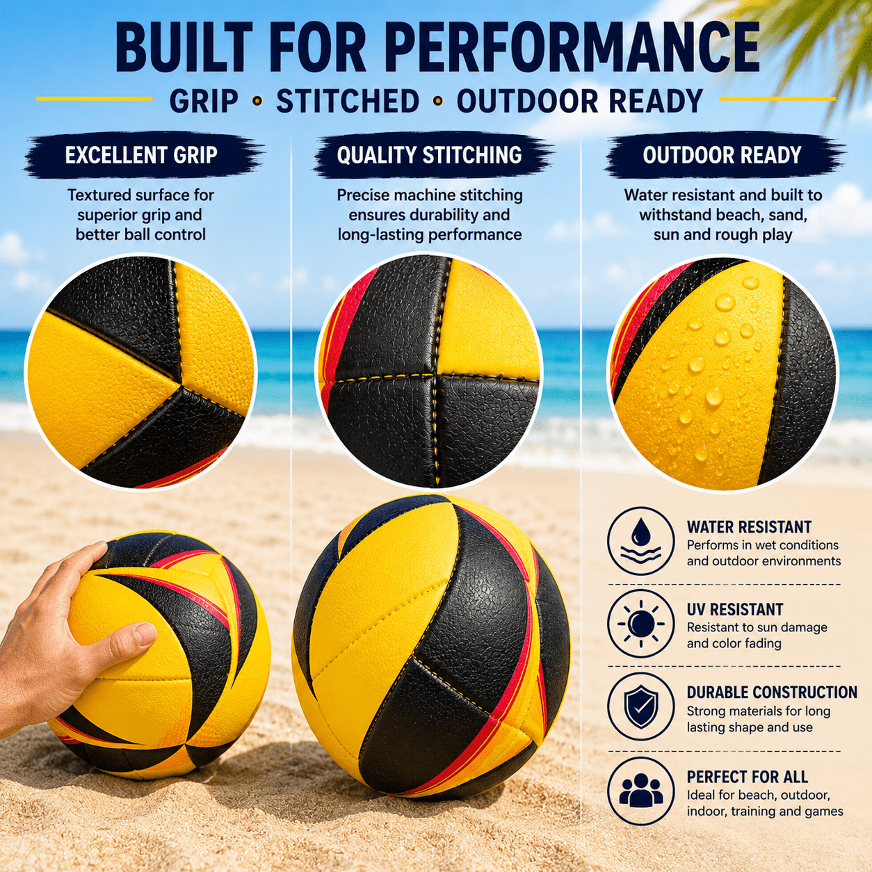 Durable Beach Volleyball for Training and Recreation