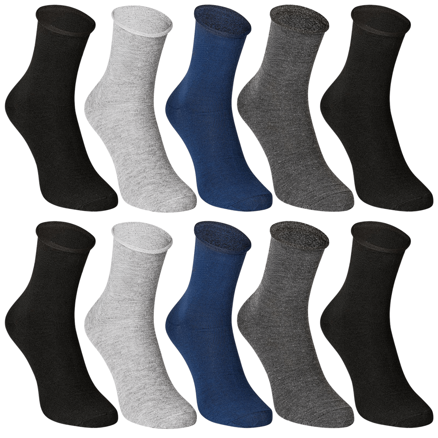 Image of 15 Pairs Of Men's No-elastic Band Socks – 95% Cotton – Socks Without Cutting In – Sizes 39–42 & 43–46 – Soft Everyday Socks For Sensitive Legs
