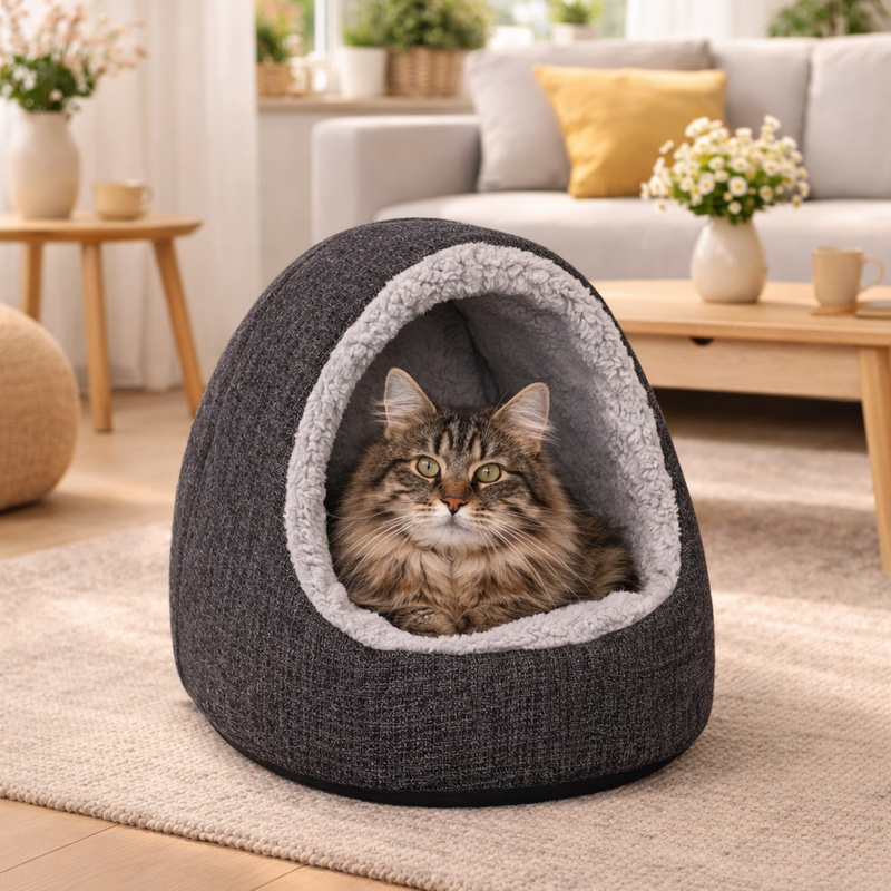 Belviona Cat Cave With Foam Padding, Reversible Cushion, Zipper System, Non-slip Bottom, Suitable For Cats And Small Dogs, Washable Elements