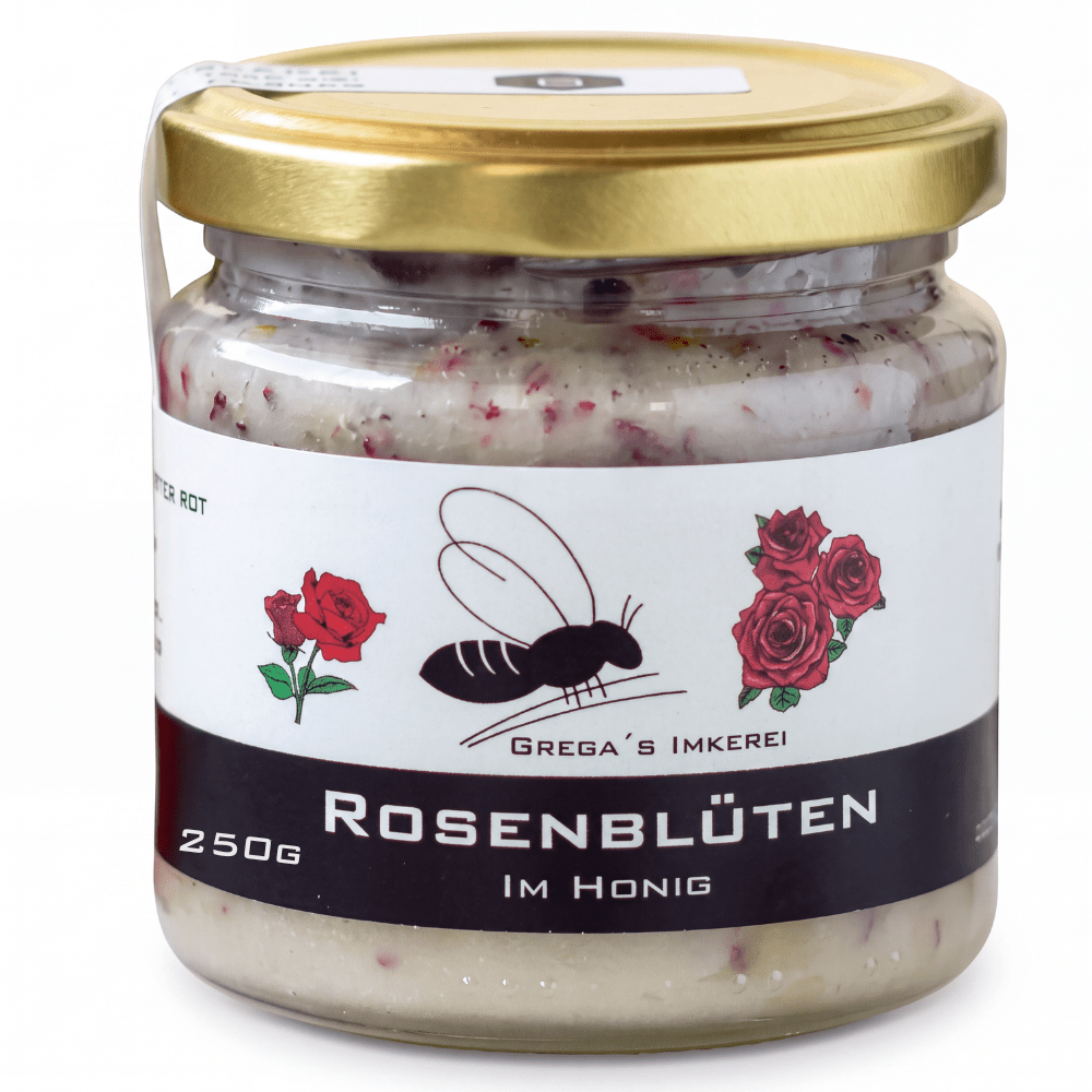 Image of Gregas Beekeeping Rose Honey 250g – Floral Honey Specialty, Creamy & Fine – No Added Sugar – Handmade In A Family Beekeeping From North Rhine-westphalia – For Romantic Desserts, Breakfast & Gifts