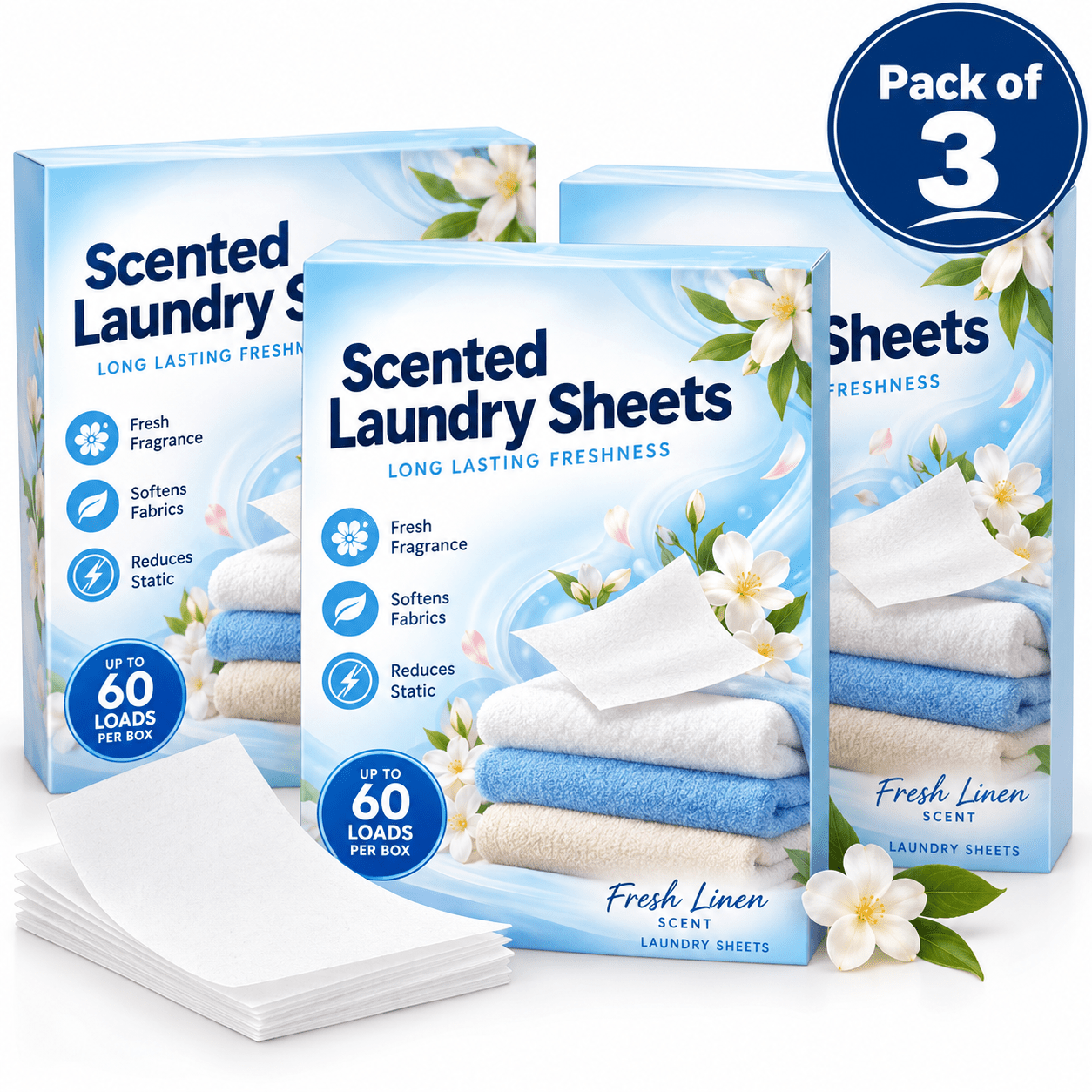 TEMU Pack Of 3 Scented Laundry Sheets – Fragranced Washing Machine Sheets For Fresh-smelling Clothes, Convenient Laundry Detergent Sheets, & Store