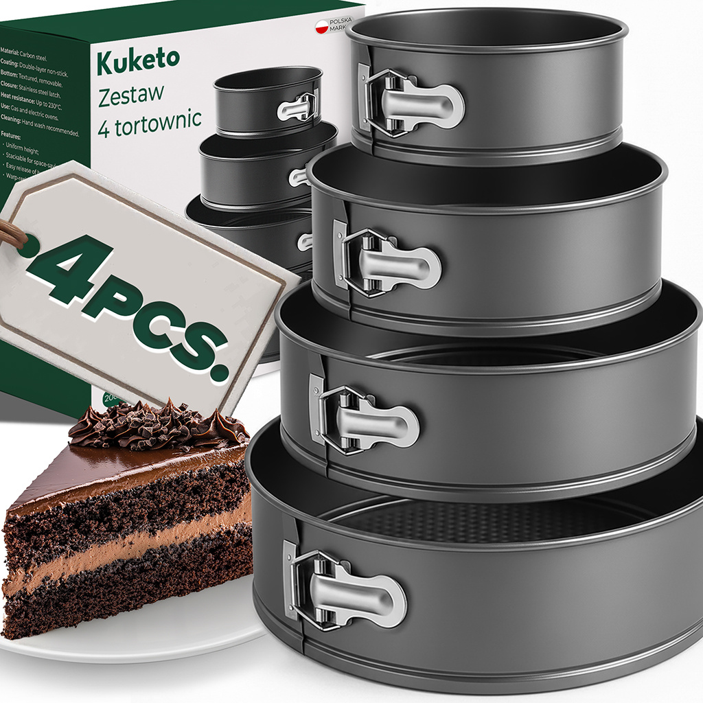 TEMU Kuketo - Set Stampi Rotondi per Torte 20/24/26/28 cm per Cottura di Torte e Crostate, Stampo da con Bordo Rimovibile e Staccabile, Resistente