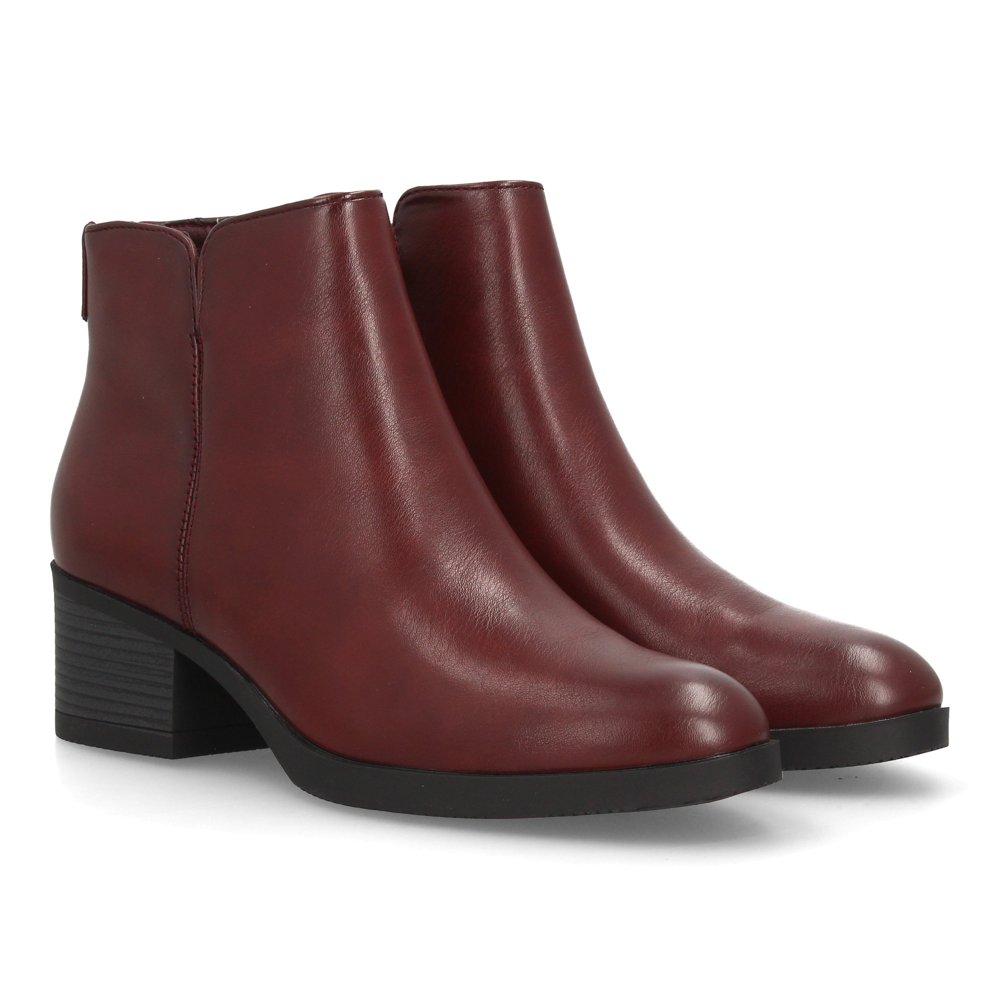 Image of Elegant Style Women's Boots, , Smooth Print. Wide Heel, Round Toe. Zipper Closure, Ideal For Autumn Winter Season.