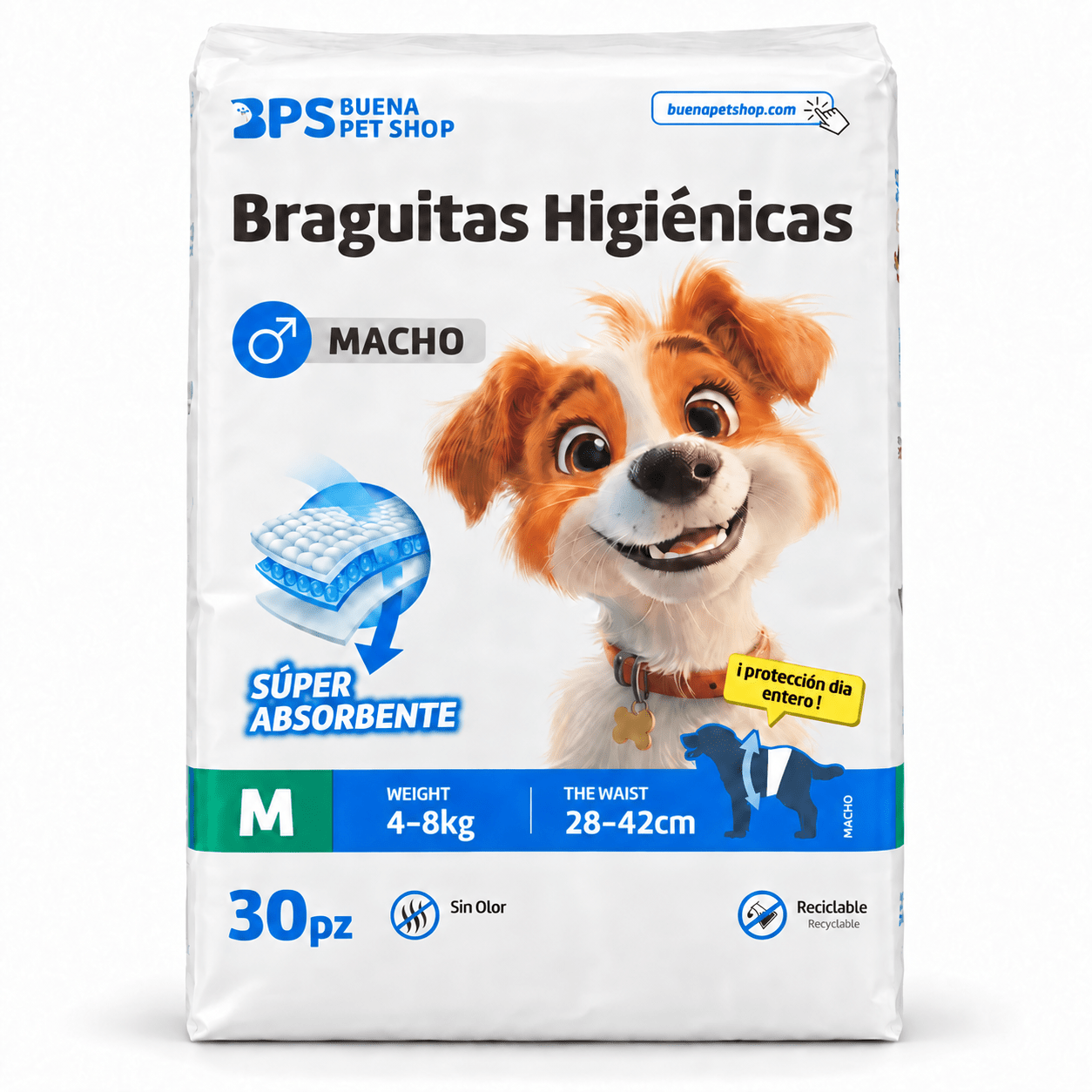 TEMU 30 Pcs Pañal para Perro Sanitarios Mascotas Desechables Masculino ​Entrenamiento Súper Absorbente Braguita Higiénica 4 Tamaños