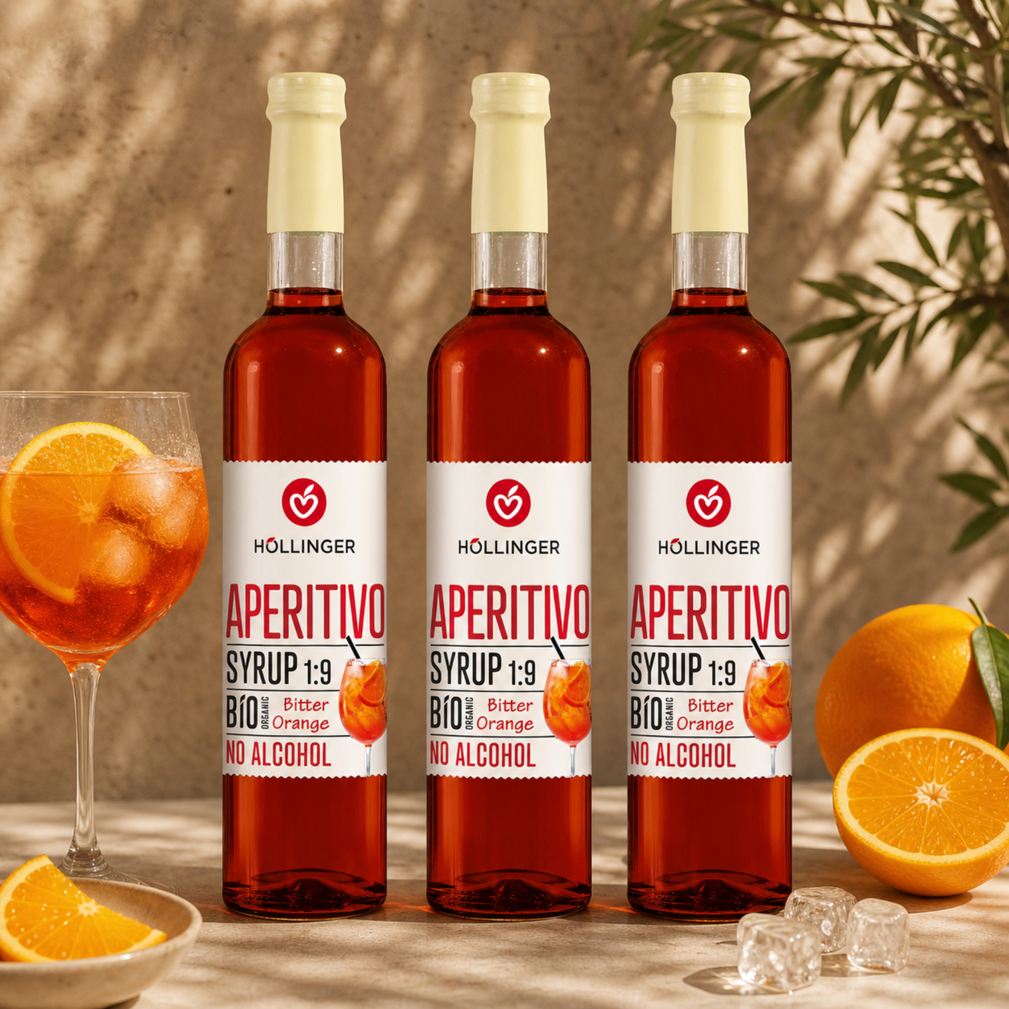 Image of Höllinger Bio Aperitif Syrup, Alcohol-free, Vegan, 3 × 500 Ml