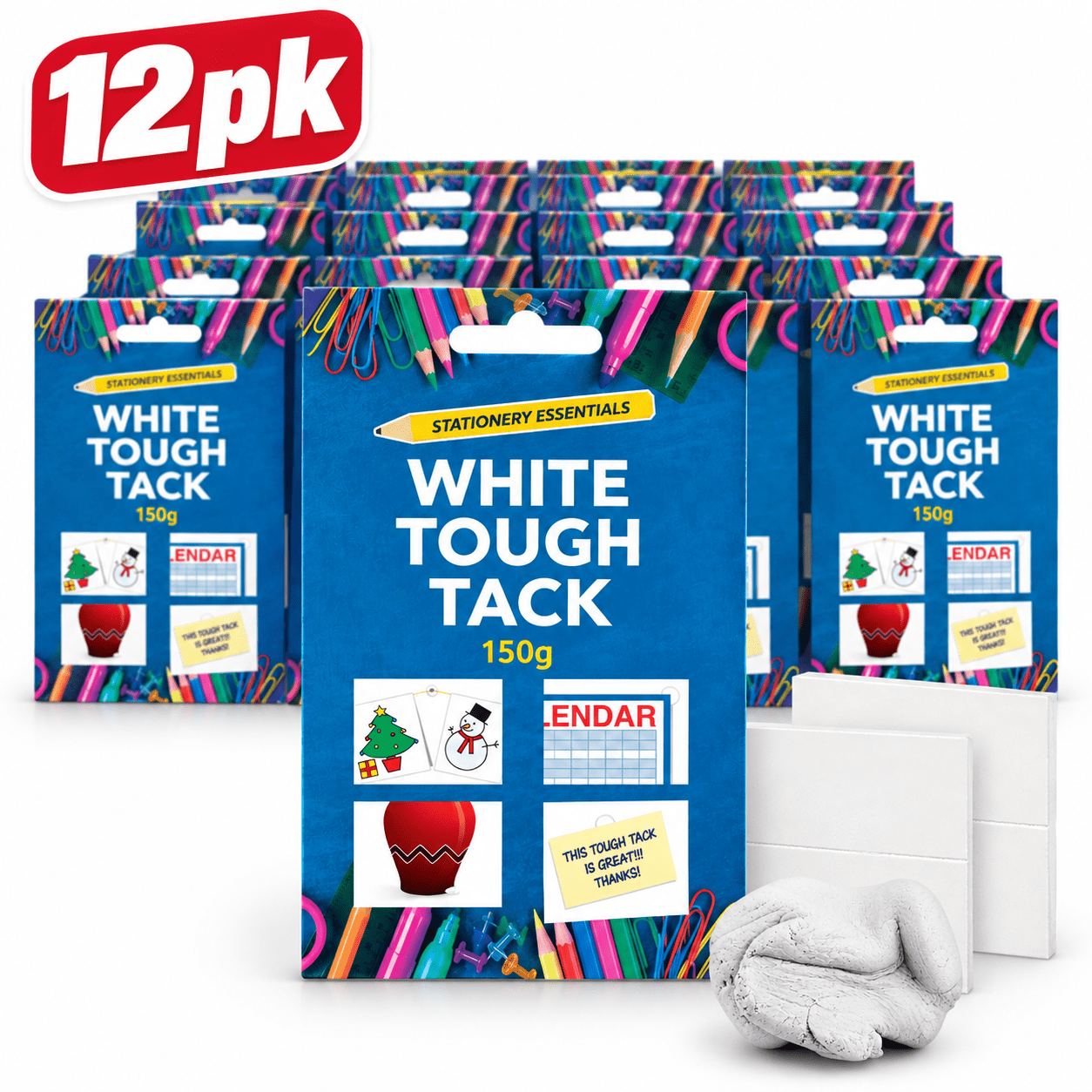 TEMU 12 Pack 150g White Tough Tack Adhesive Putty | Reusable For Wall Art, Posters, Photos & Wall Decor | Removable Tack For Room Decorations, Arts &