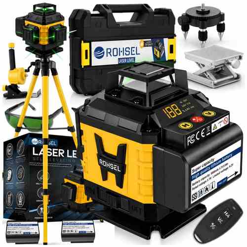 immagine dell'articolo laser 4d 16 linee 360° laser verde a croce auto nte ±3° precisione ±0,2mm/10m portata 45m telecomando treppiede telescopico cavalletto 2x batteria caricabatterie supporto magnetico adattatore base regolabile di sollevamento valigetta ip54 laser professionale da per piastrelle gres ceramica montaggio mobili controsoffitti pareti in cartongesso lavori di ristrutturazione finitura e edili
