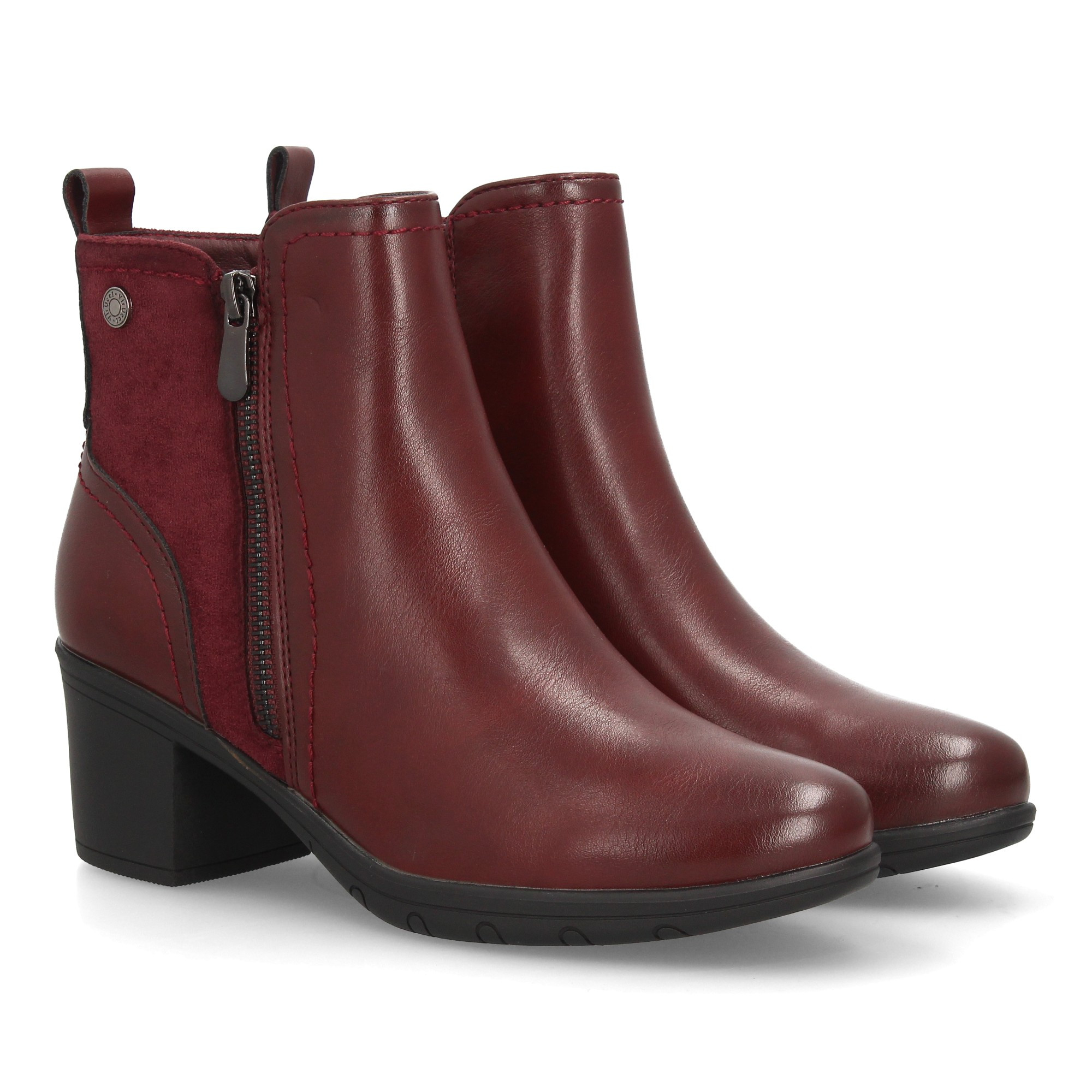 Image of Elegant Women's Boots, Medium-high Wide Heel, Round Toe. Zipper Closure And Rear Pull Tab, Ideal For Autumn-winter Season.