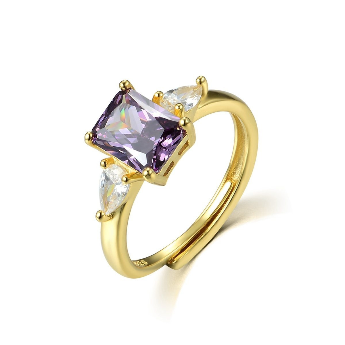 Ladies 18 Carat Yellow Gold on Sterling Silver Amethyst Ring