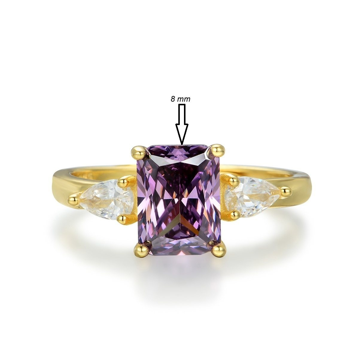 Ladies 18 Carat Yellow Gold on Sterling Silver Amethyst Ring