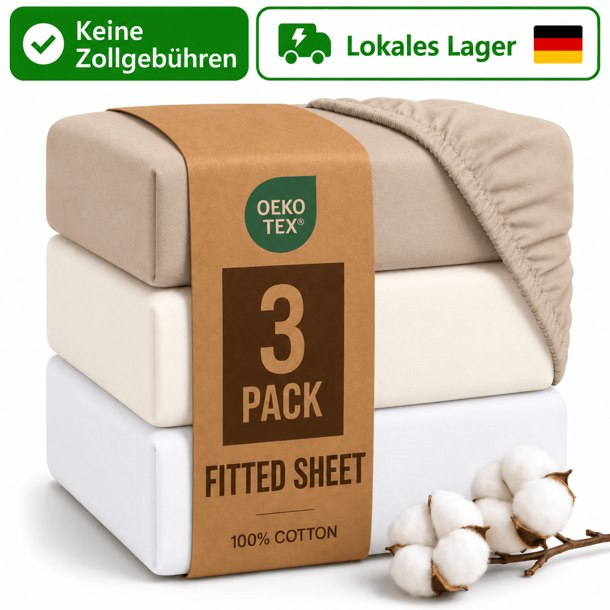 Image of 3rd Set Of Stretch Bed Sheets 100% With Rubber Band, Sheets For Mattresses, -tex Certified, 90x200, 140x200, 160x200, 180x200, 200x200 Cm, Beige, , White