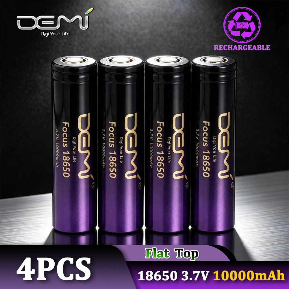 TEMU 2-pack / 4-pack 18650 Size Rechargeable Lithium Cells, 3.7v-4.2v, Dual Style Flat Top & Button Tip Design, Standard 18x65mm Cylindrical