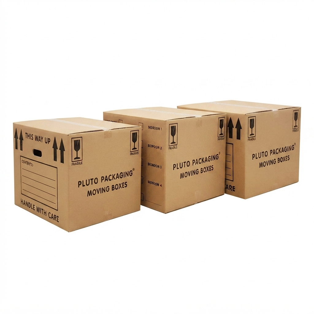 TEMU 3 Extra Large Boxes With Carry Handles 53 X 53 X 41cm, 115l Cardboard Storage & Packing Mailing Boxes