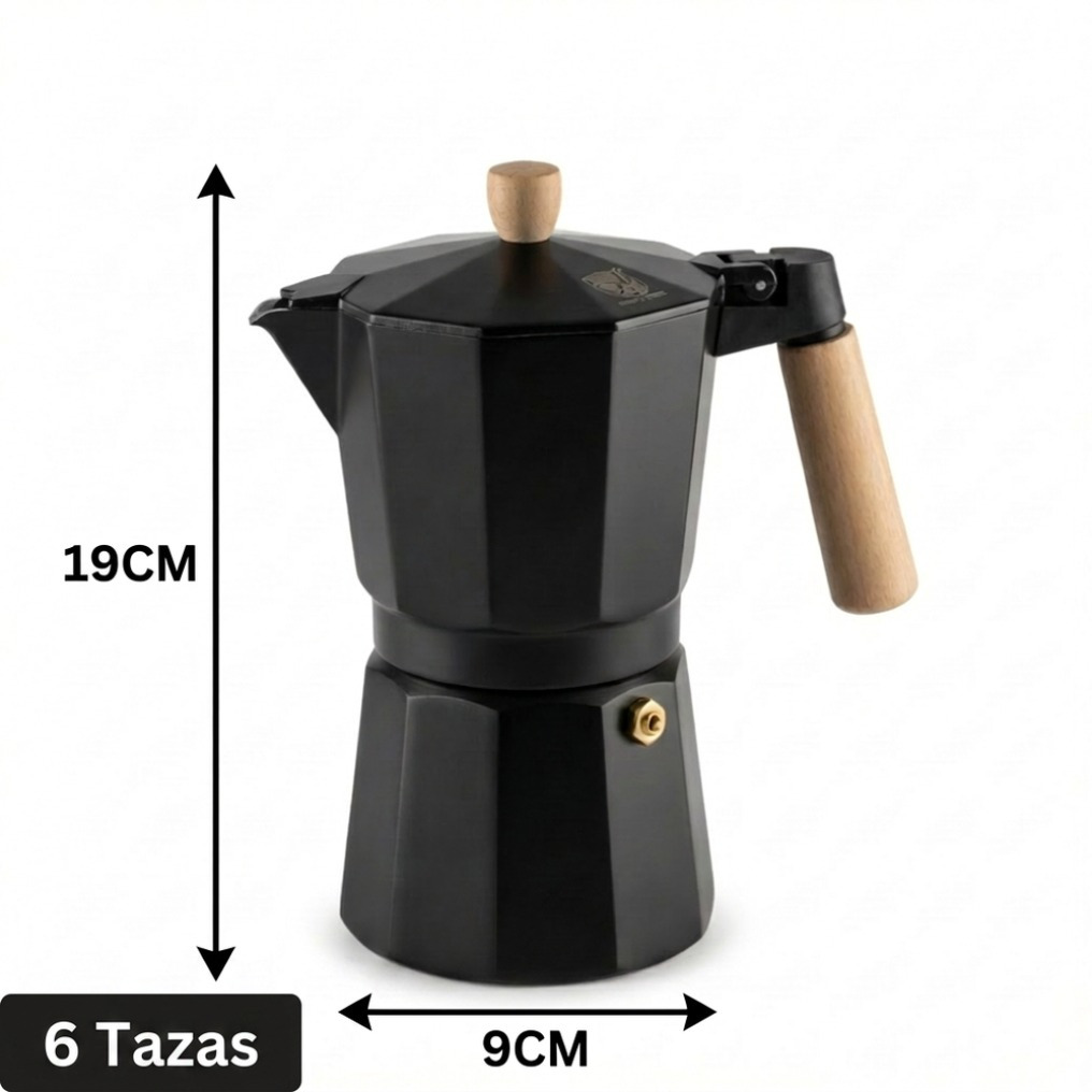 TEMU Cafetera Italiana Moka Espresso de Aluminio para Gas/Eléctrica/Vitro (No Inducción) | 3/6/9/12 Tazas | Negro o Beige |