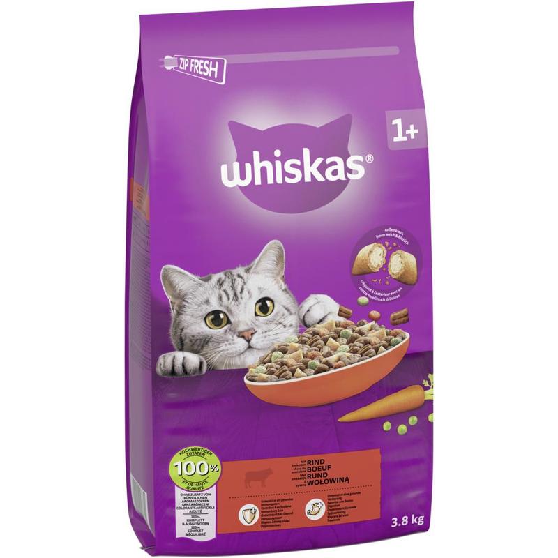 Image of Whiskas® Dry Bag Adult 1+ With Beef, 3.8kg