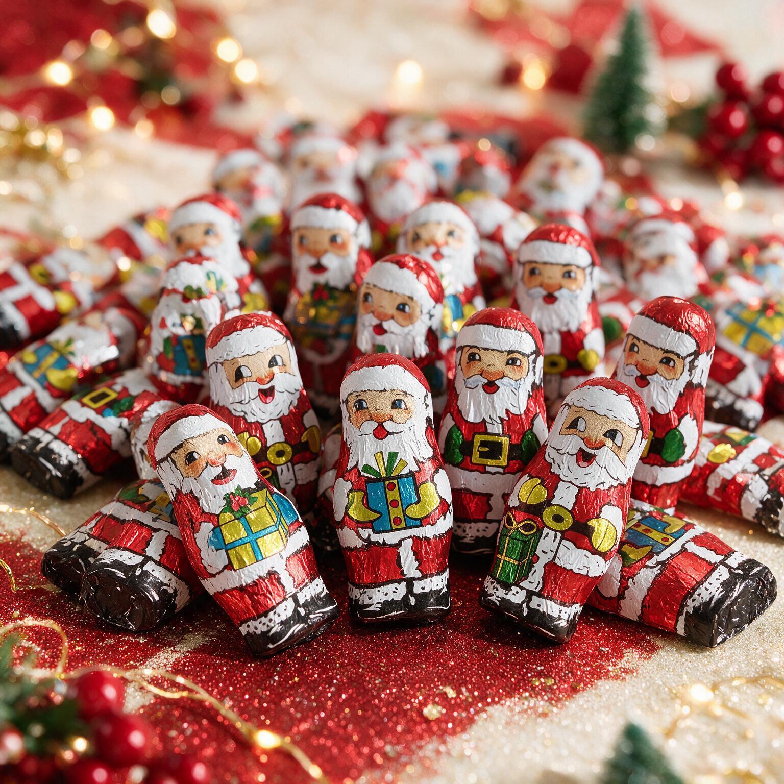 Image of 60pcs Of Santa Clauses - Christmas Men - Milk Chocolate With Milk Cream Filling 425g