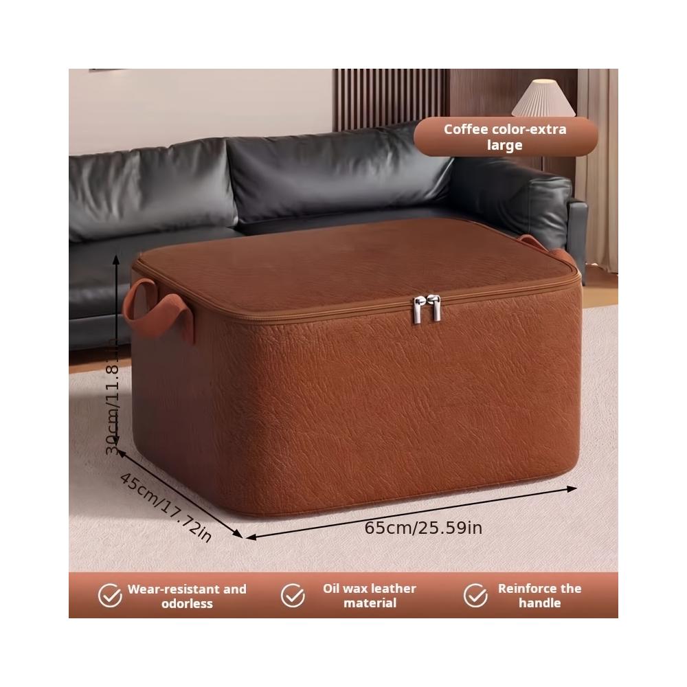 Oil-Waxed Leather Storage Bag, Waterproof Organizer