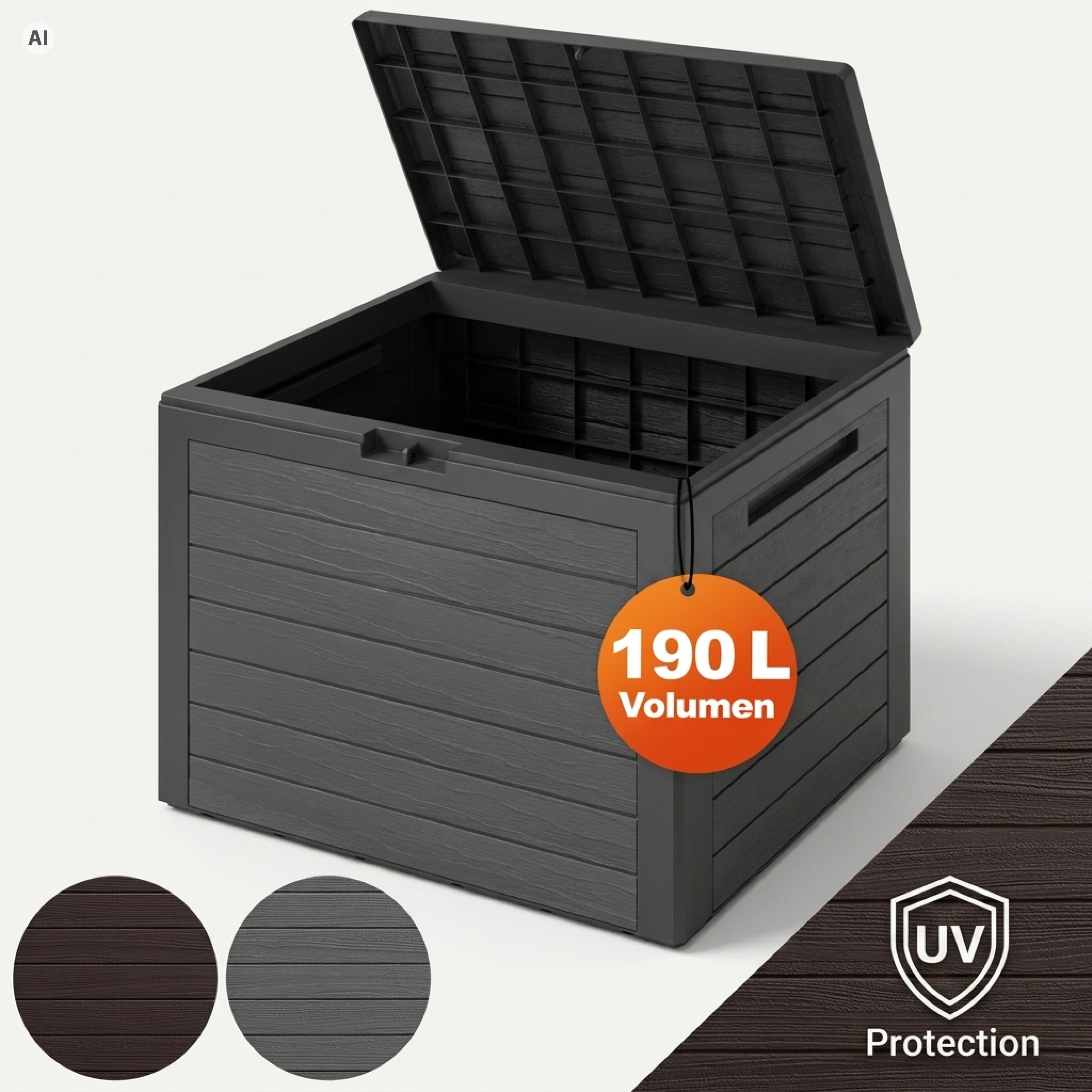 Image of Stacking Box Lockable, Waterproof, 190l, 78x44x55cm, Cushion Box For Garden, Balcony, Uv-resistant, With Padlock Lockable, Closed Handle Recesses, Plug-in System