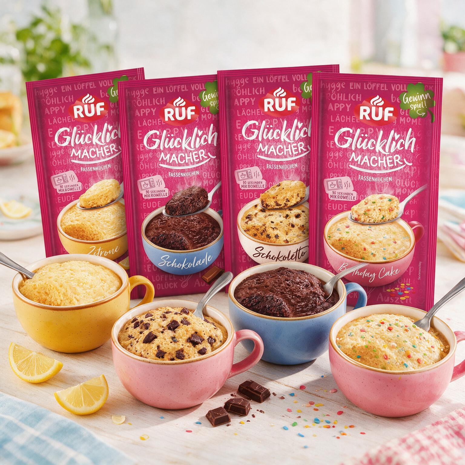 Image of 4-pack - Ruf Happiness Maker Cupcakes - 1x Chocolate + 1x Chocoletto + 1x Lemon + 1x Birthday Cake 4x59g