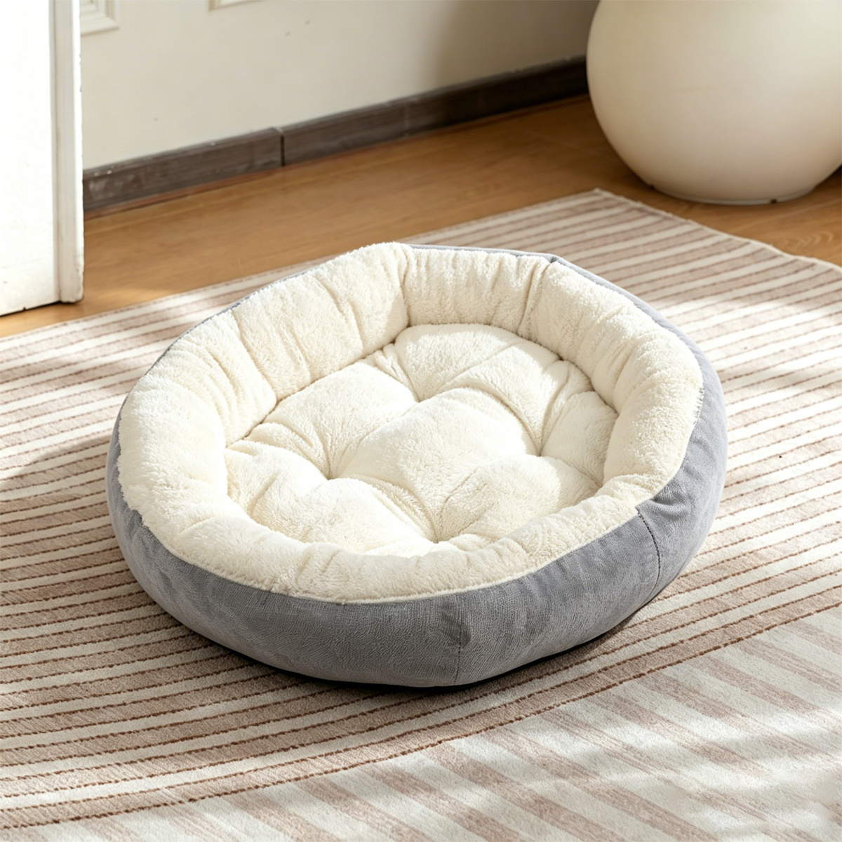 TEMU Soft Plush Cat And Dog Bed, Warm Winter Pet Mat, Removable Cover, Non-slip Base, For Small To Large Pets – Grey (3 Size Options)