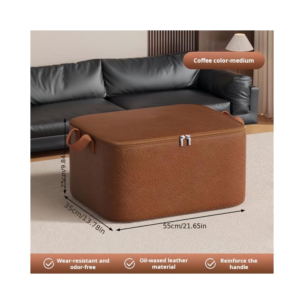 Oil-Waxed Leather Storage Bag, Waterproof Organizer