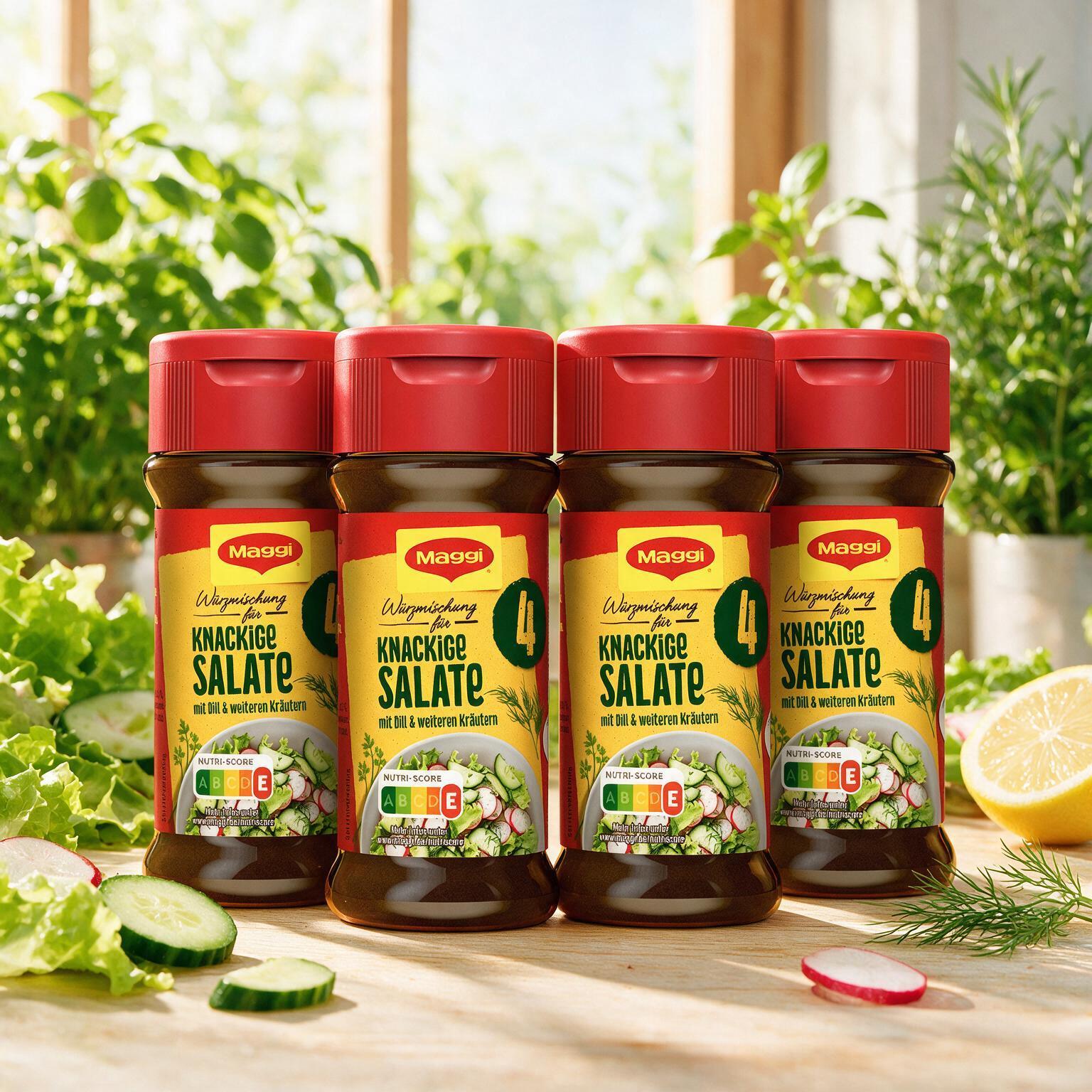 Image of 4-pack Maggi Seasoning Mix No. 4 Crunchy Salads, Seasoning, Herbs Spice, Vegan (4 X 60g)