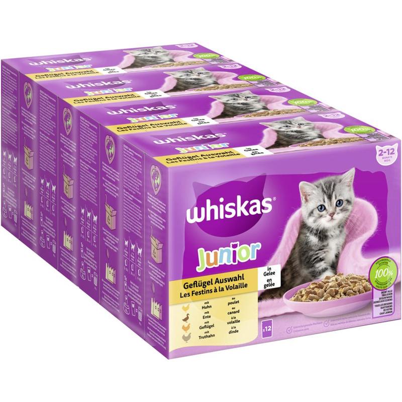 Whiskas® Junior Poultry Assortment In Jelly, Portion Pouches Multipack, 4 X 12 X 85g