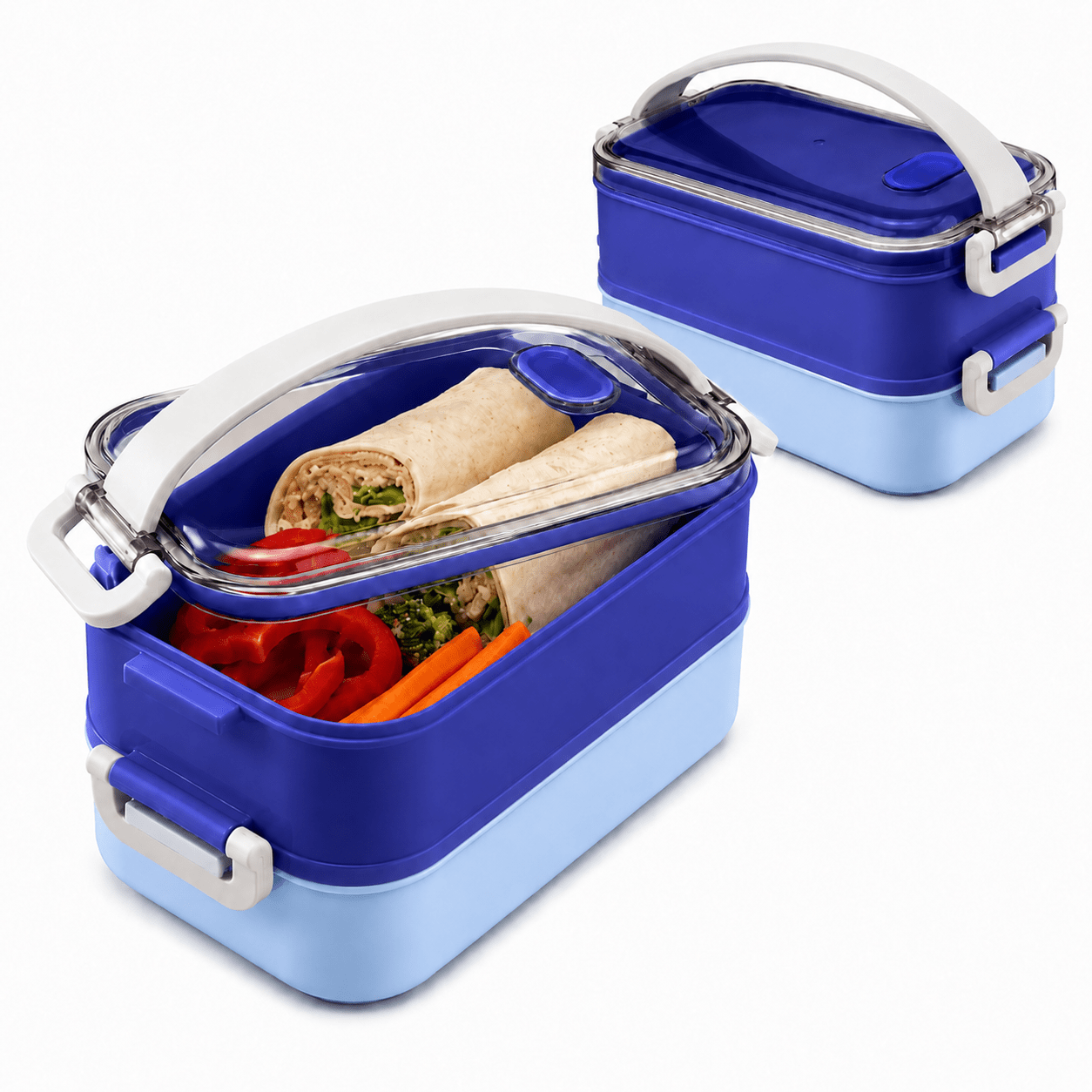 Image of Breakfast Box Lunchbox 1600ml Two-level Container With Partitions