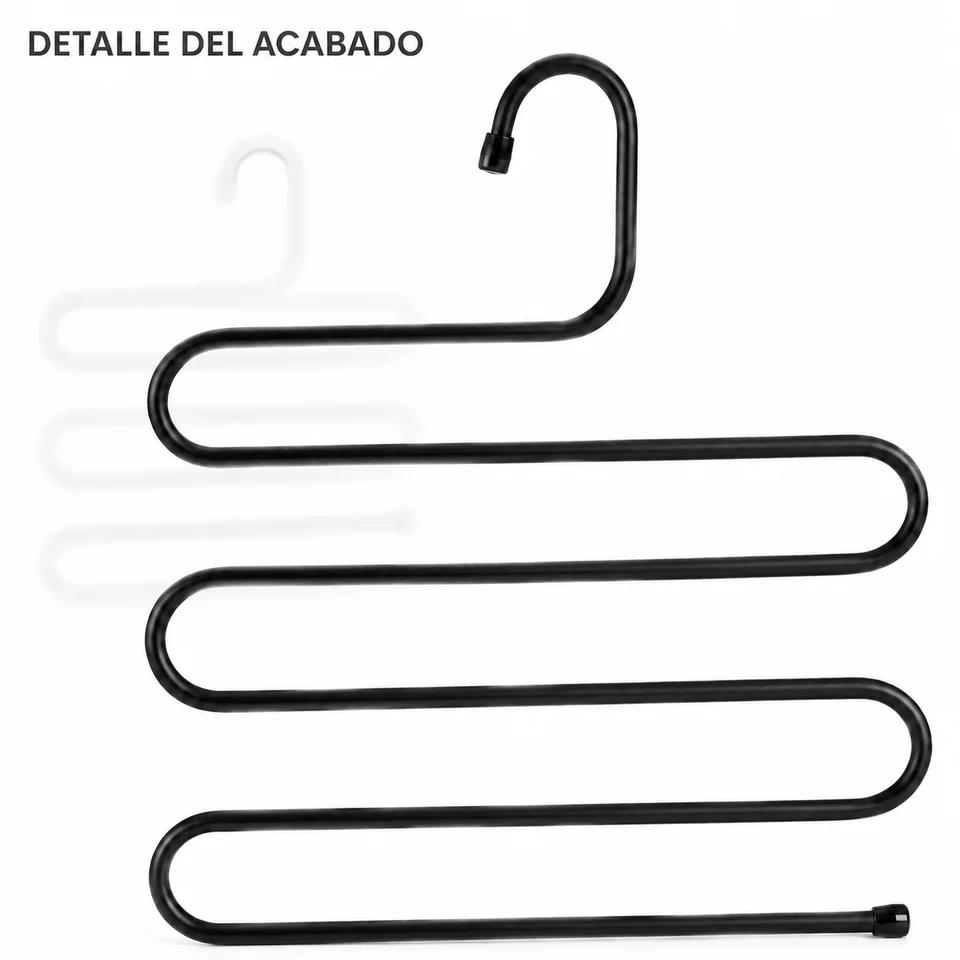 TEMU Pack de 4 Perchas Múltiples para Pantalones con 5 Niveles, Organizadores Ahorra para Armario, 35 × 33 cm, Negro o