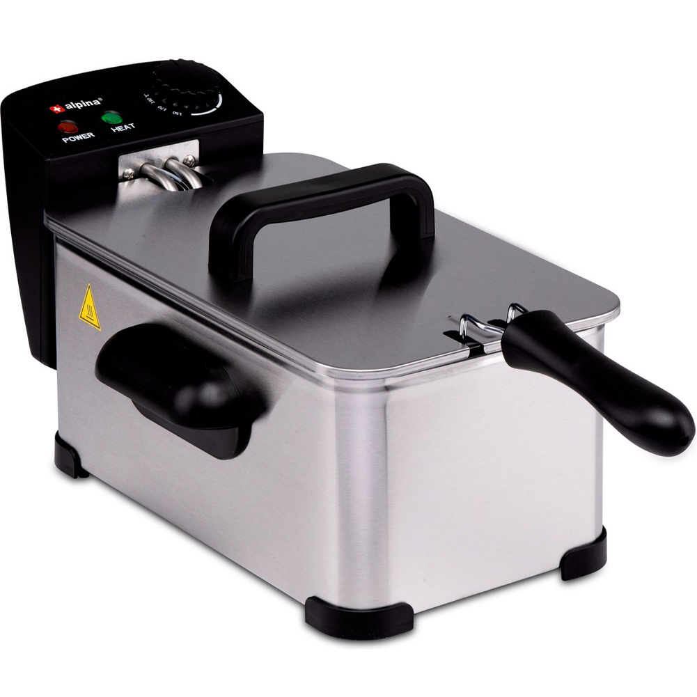 TEMU BAKAJI Friggitrice da 3 Litri 2000 Watt con Regolabile, Spia di Controllo e Corpo in Acciaio Inossidabile Facile da Pulire, per Cucina, , Casa,