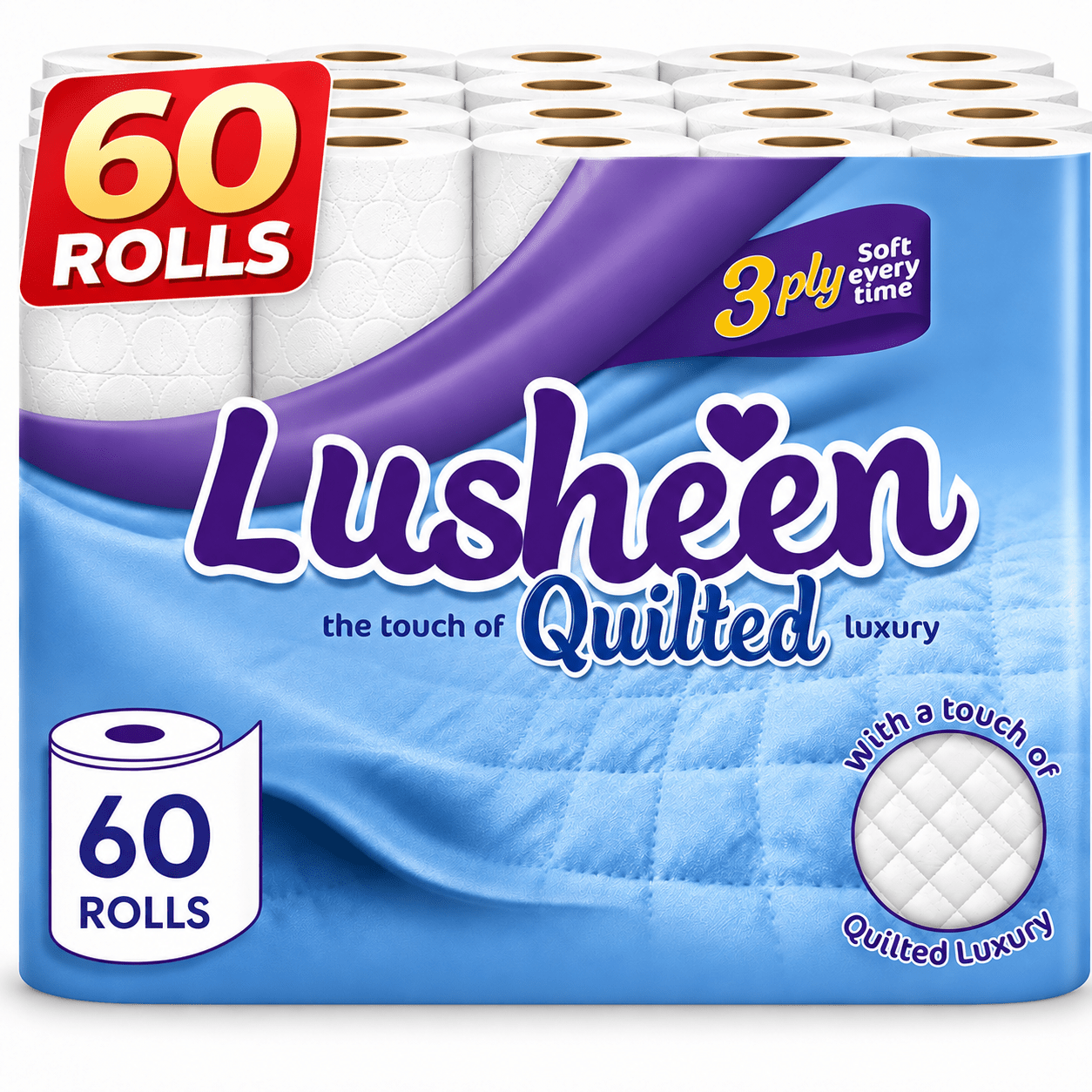 TEMU 60 Rolls Toilet Paper Bulk Pack – Extra Long 150 Sheets – 3 Ply – Unscented Family Size