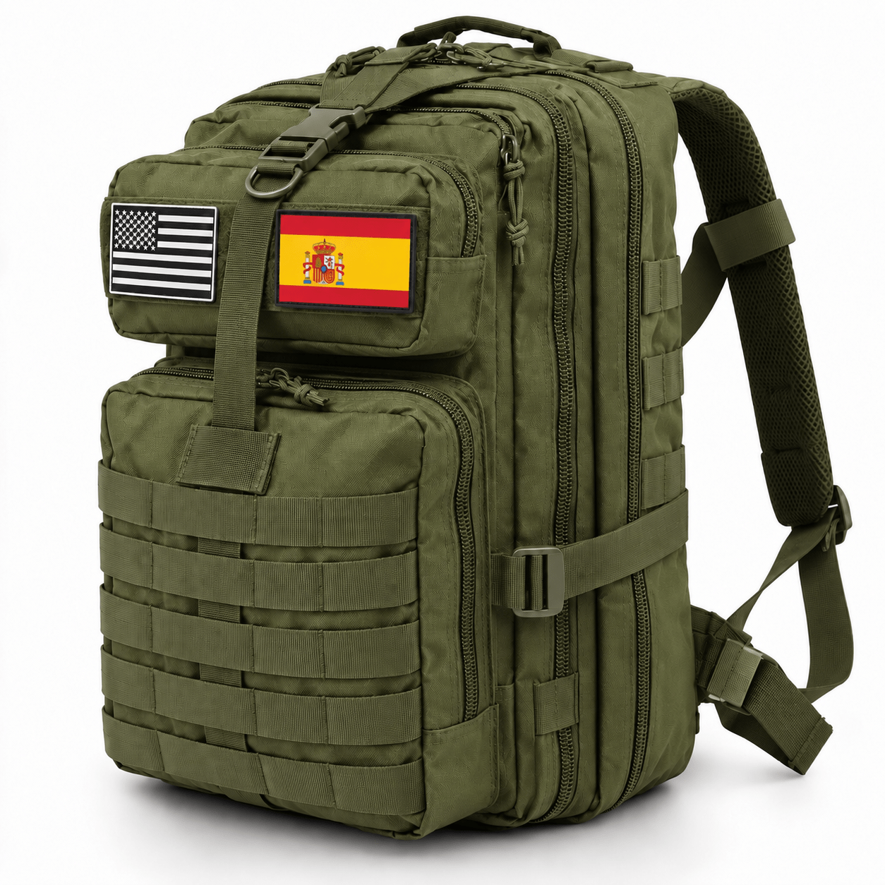 TEMU Mochila Táctica 25L Verde MOLLE, para Cabina de Avión, CrossFit, Gimnasio, Senderismo, Camping y Viajes, Resistente con Múltiples Compartimentos