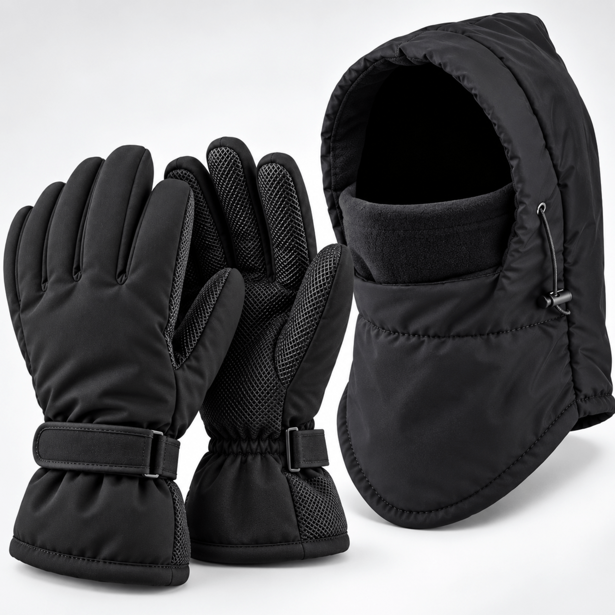 TEMU 2pcs Men’s Waterproof Thermal Winter Accessories Set – 1 Pair Waterproof Insulated Touchscreen Gloves + 1 Waterproof Windproof Balaclava Face