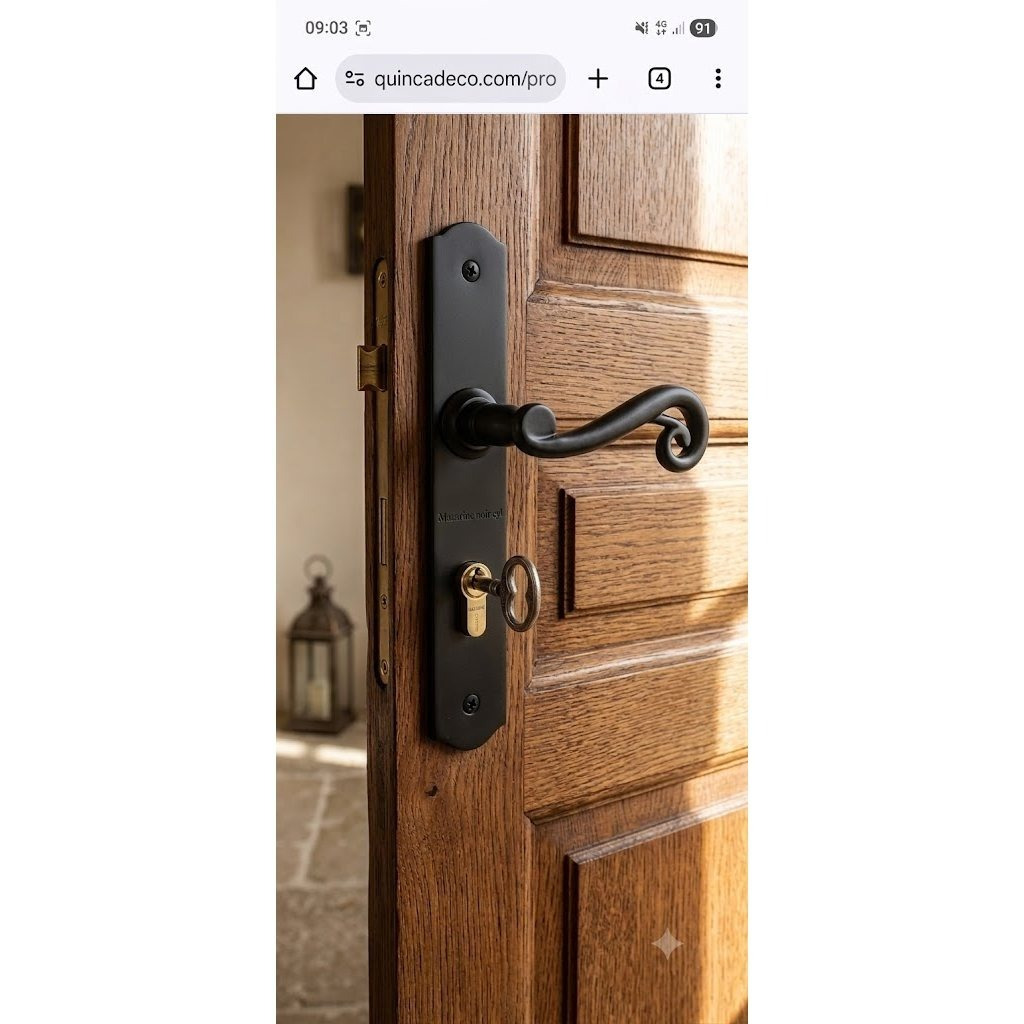 TEMU Poignée de porte intérieure mazarine noire sur plaque cylindre