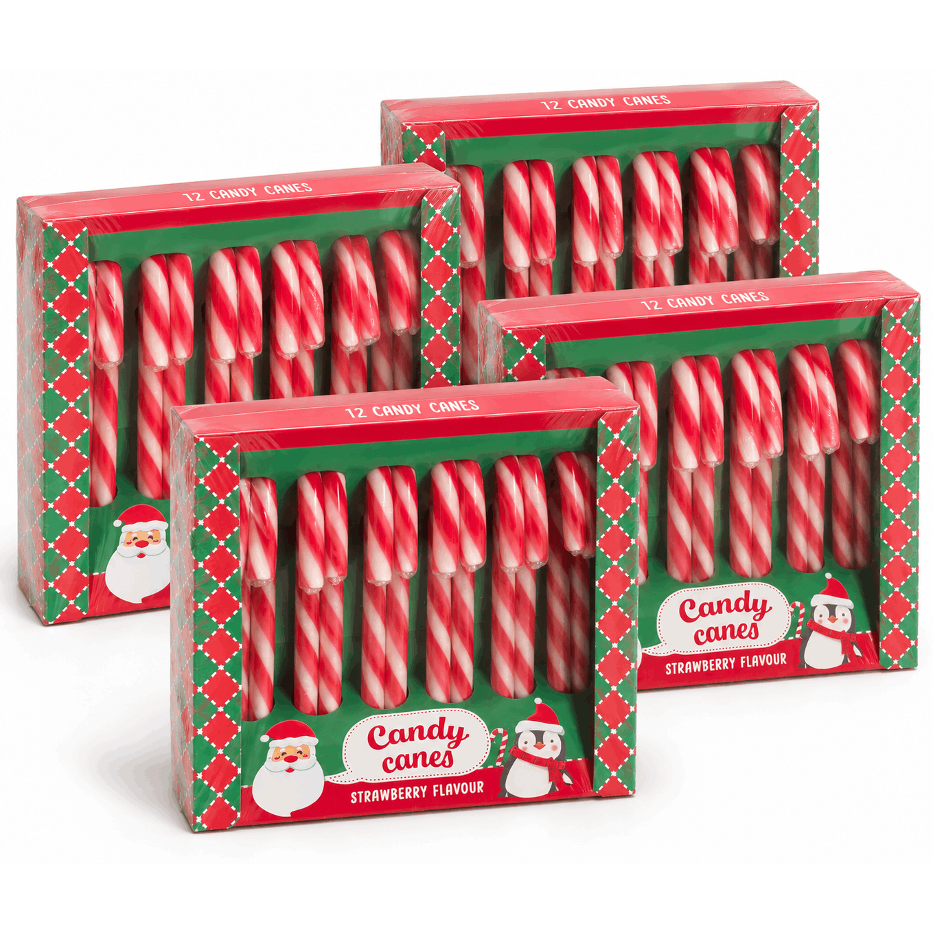 Image of Becky’s Candy Canes Strawberry 4-pack – 48 Candy Canes – 576 G – Strawberry Flavor – Christmas Candy Bulk Pack