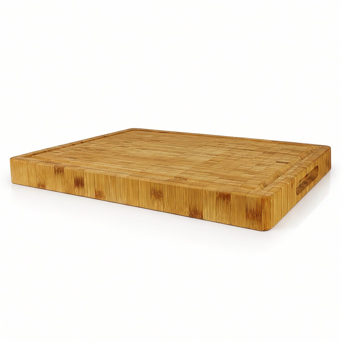 Image of L: Large Professional Cutting Board Made Of Solid End Grain Wood With Juice And Handle Recesses, , 45 X 30 X 4 Cm, 3.5 Kg