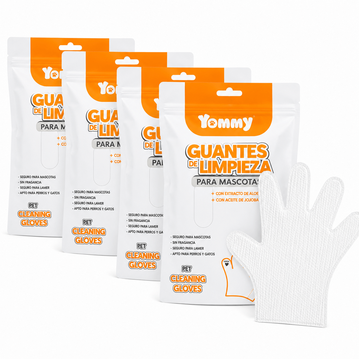TEMU Pack 4 Guantes de limpieza para gatos y perros en total 24pcs, toallitas húmedas para mascotas, guantes para el del pelaje, limpieza y cuidado