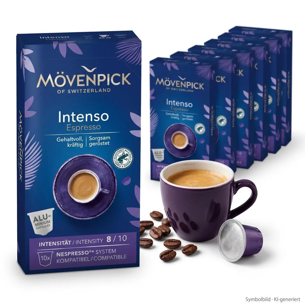 Image of Mövenpick - Intenso Espresso Coffee Capsules - Strong Intensity 8/10 Nespresso Compatible - 8x57g 80 Capsules Best Before: 30.11.2026