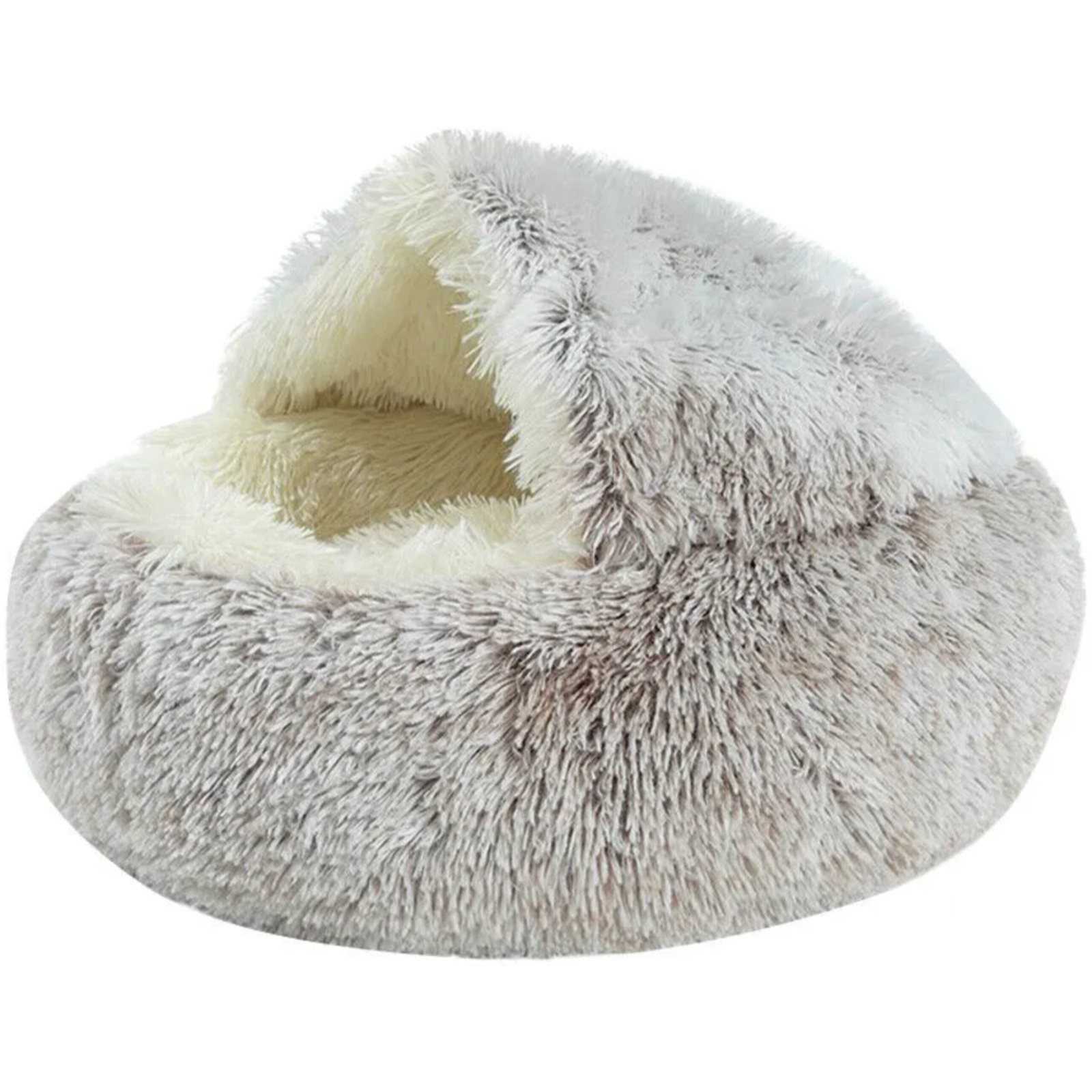 TEMU Hooded Cat And Dog Cave Bed, Soft Plush Faux Fur Cosy Pet Bed, 40cm 50cm 60cm
