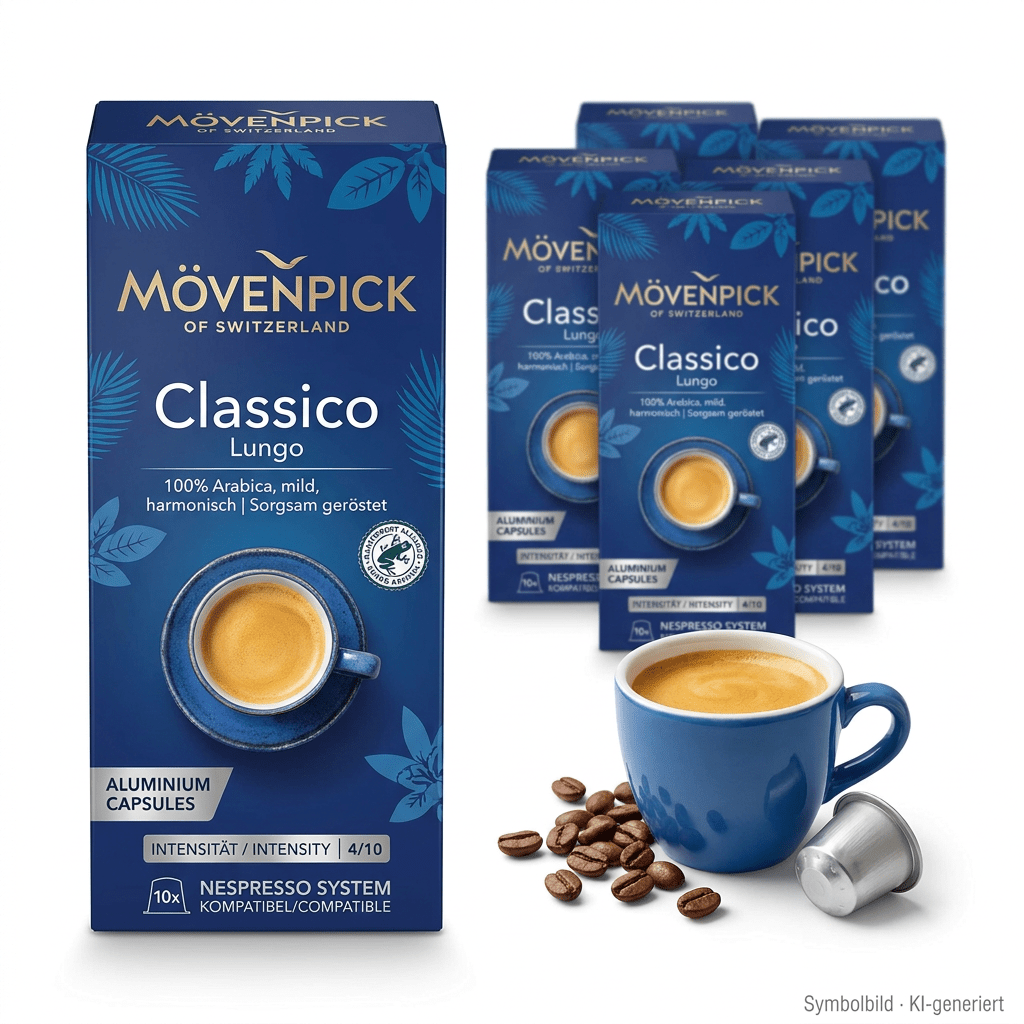 Image of Mövenpick - Classico Lungo Coffee Capsules - 100% Arabica Nespresso Compatible - 8x57g 80 Capsules