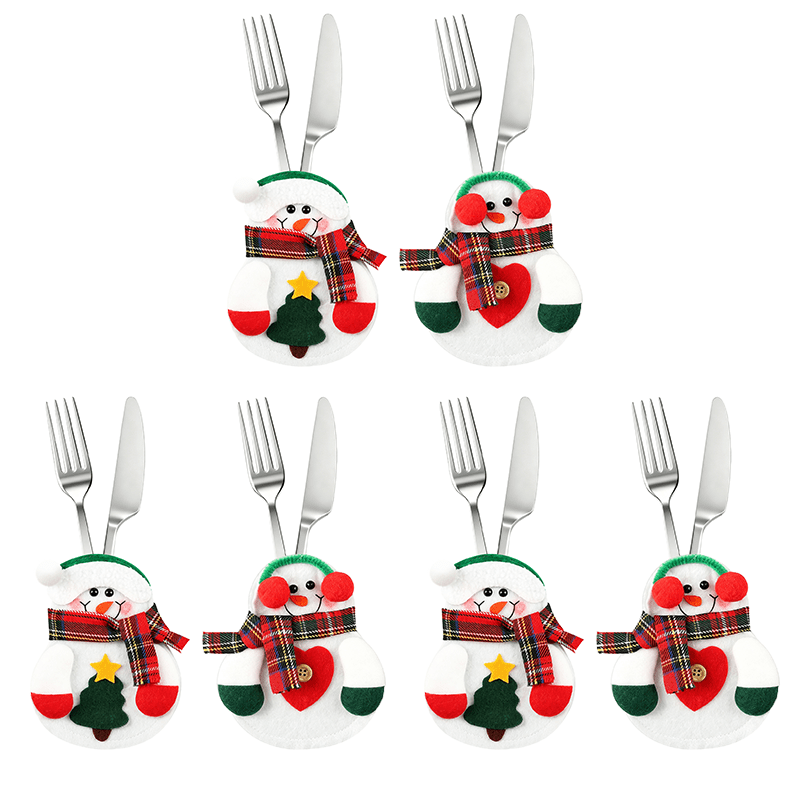 Image of 6-piece Christmas Cutlery Holder Set, Cutlery Holder Pouches, Knife Spoon Fork Pouches For Christmas Dinner Table Decoration Party