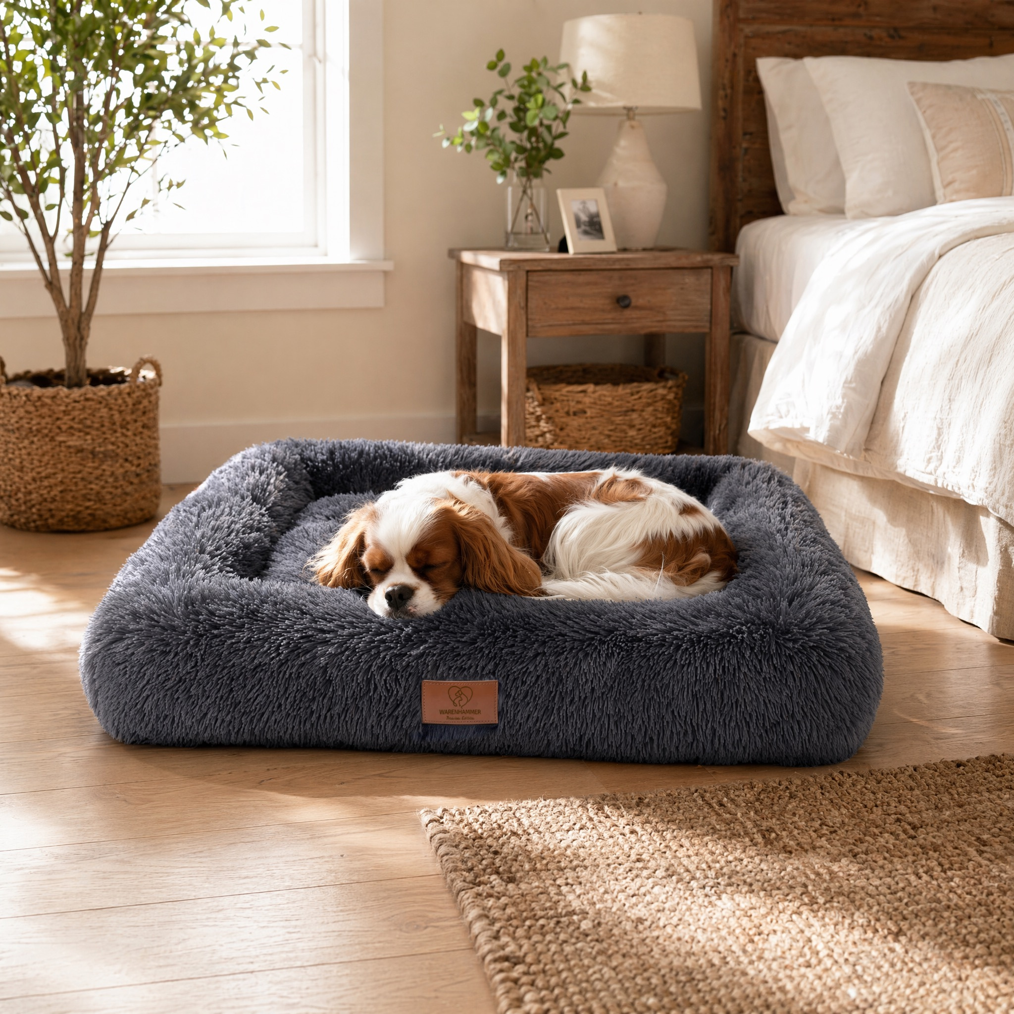 Image of Dog Bed Dog Basket, Plush Soft Dog Mat Extra Padded With Flocked Filling