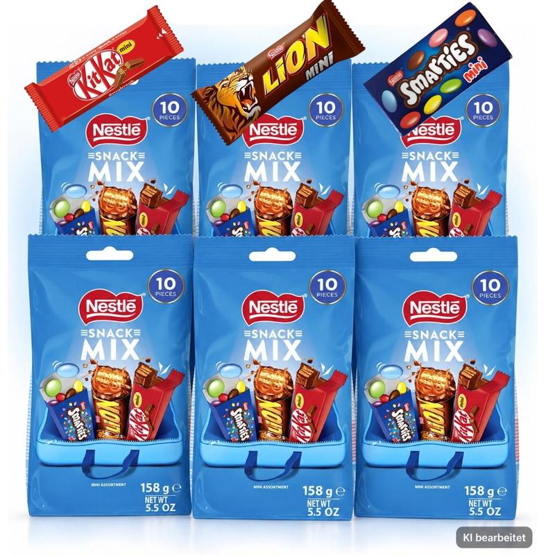 Image of Nestlé Snack Mix 6x 158g - 6-pack Value Bundle - Sharing Bag With Mini Kitkat, Lion & Smarties Mini
