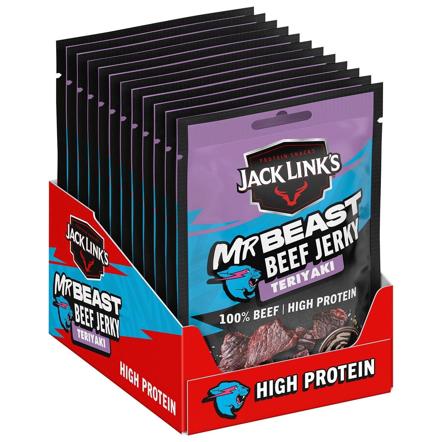 Image of Jack Link's - Teriyaki Beef Jerky - Far Eastern Beef Snack - 12x25g 300g